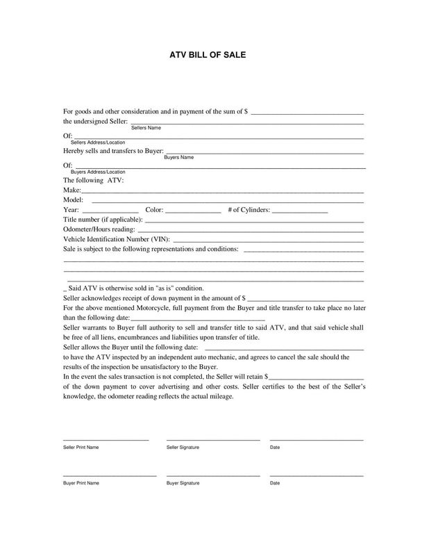 Tractor Proof Of Sale Form